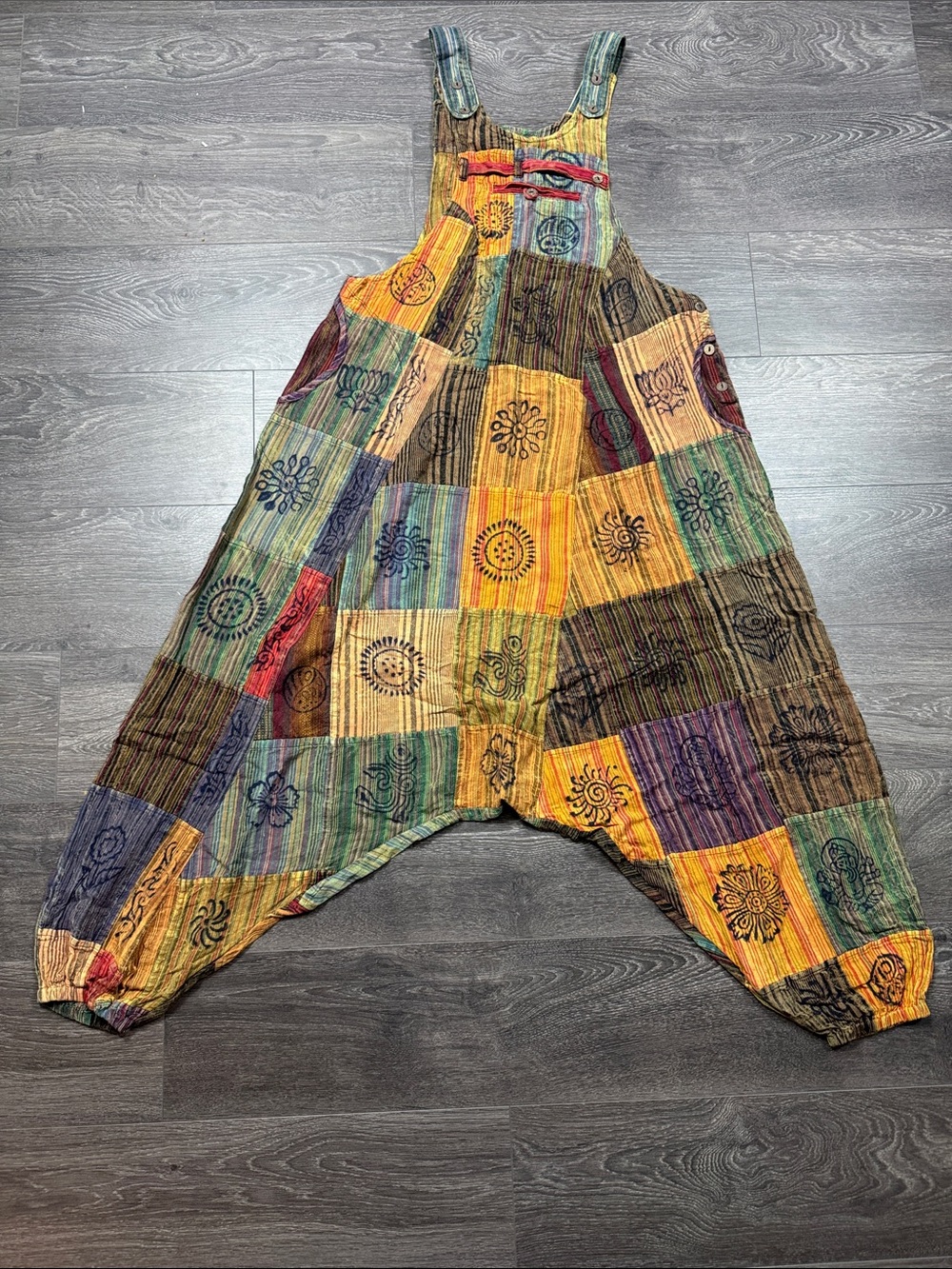 Bohemian Patchwork Harem Overalls - Multicolor